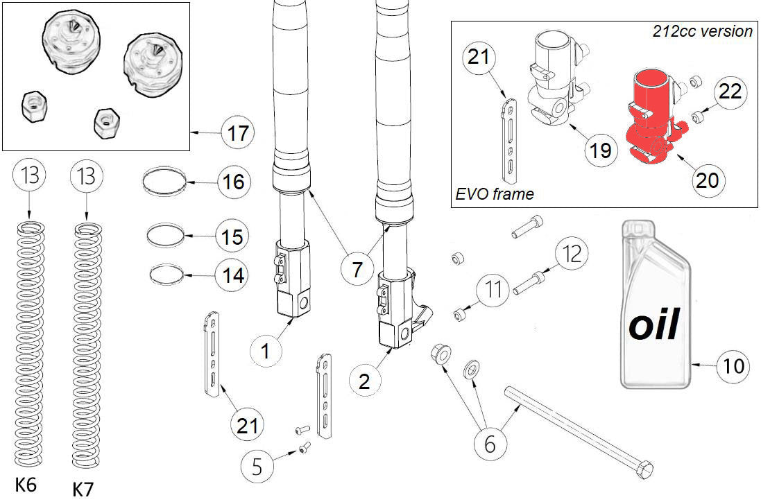LH CNC fork foot (dd fork) - EVO