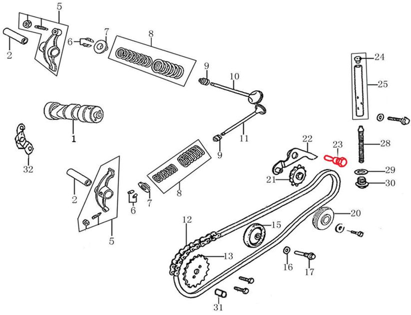 AXLE, CAM CHAIN TENSION LEVER