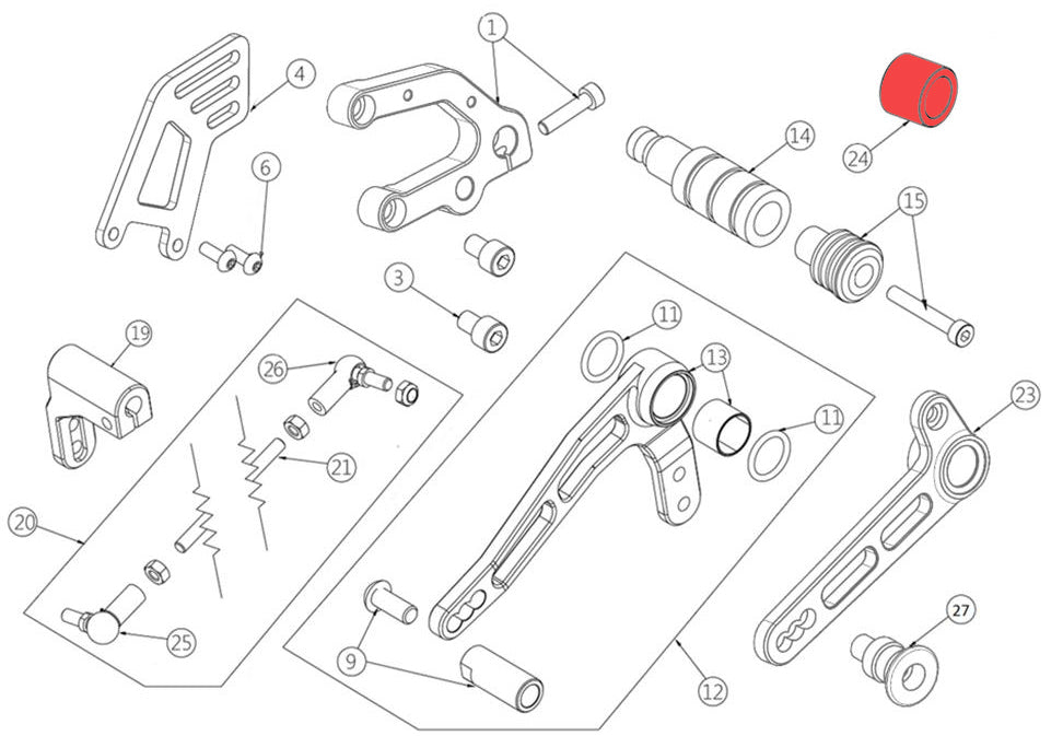 LEFT footrest spacer