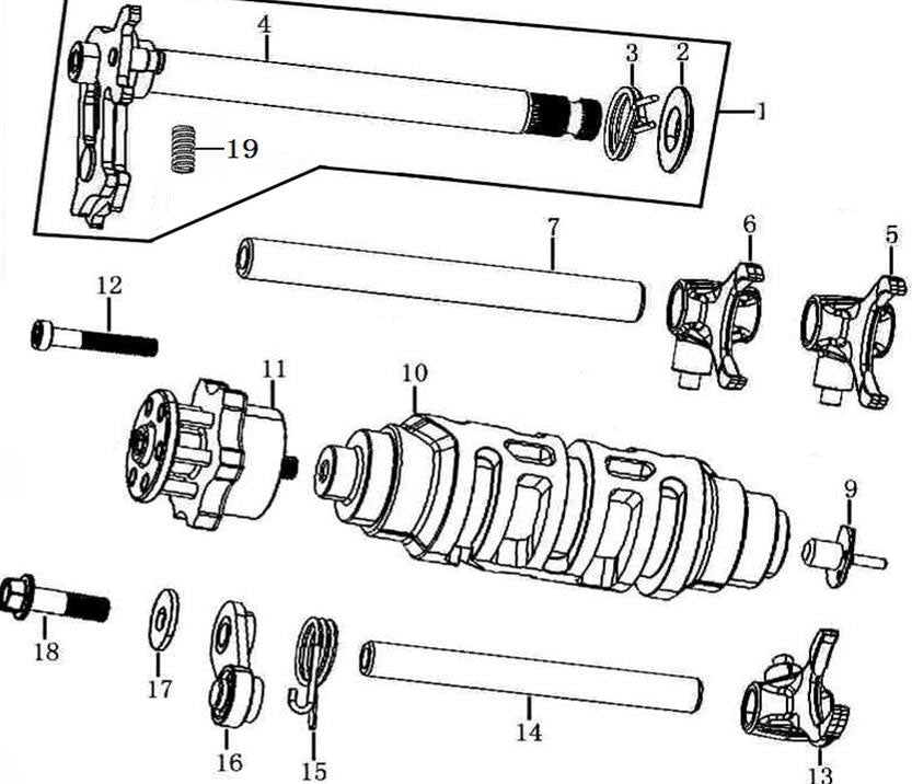 RS250 Engine SP-1 Gearshift Mechanism