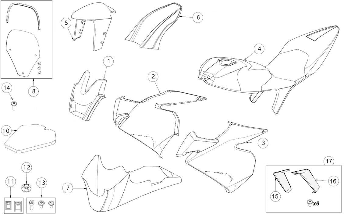 Cover tank fairing - matt black or white