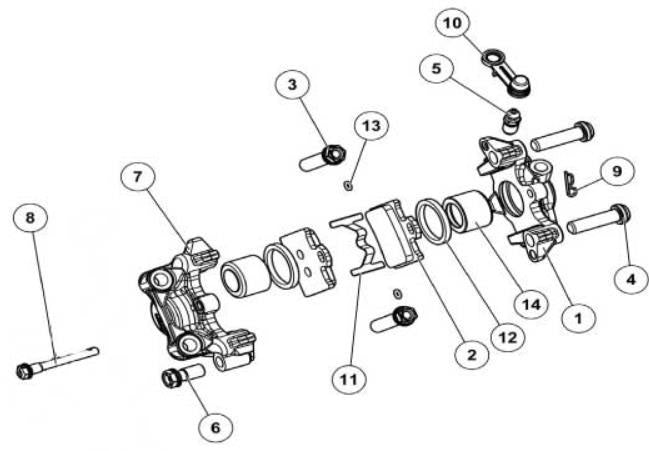 Complete rear brake caliper