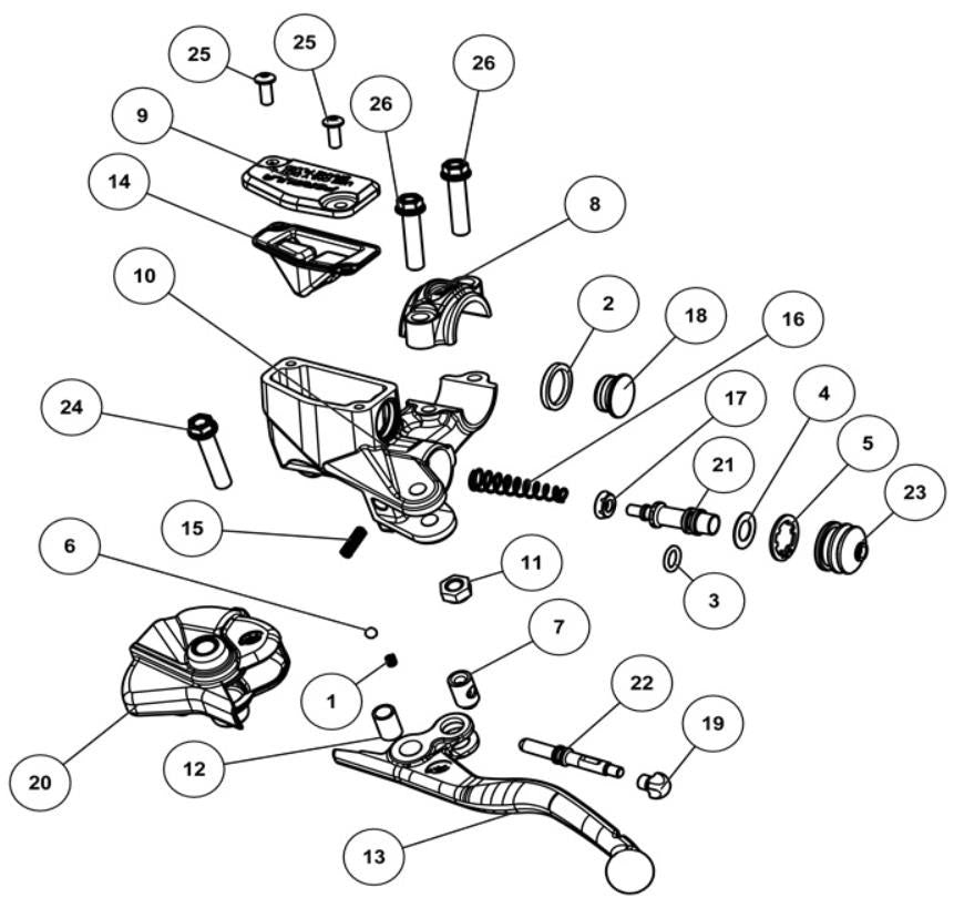 Complete rear master cylinder