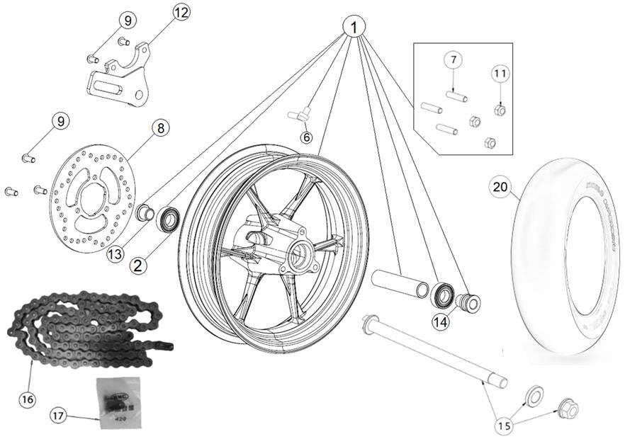 Rear wheel spacer LH - from 2023