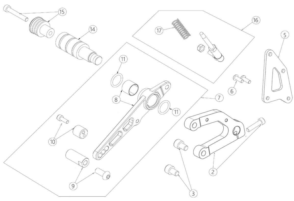 Kit rear brake actuator with spring