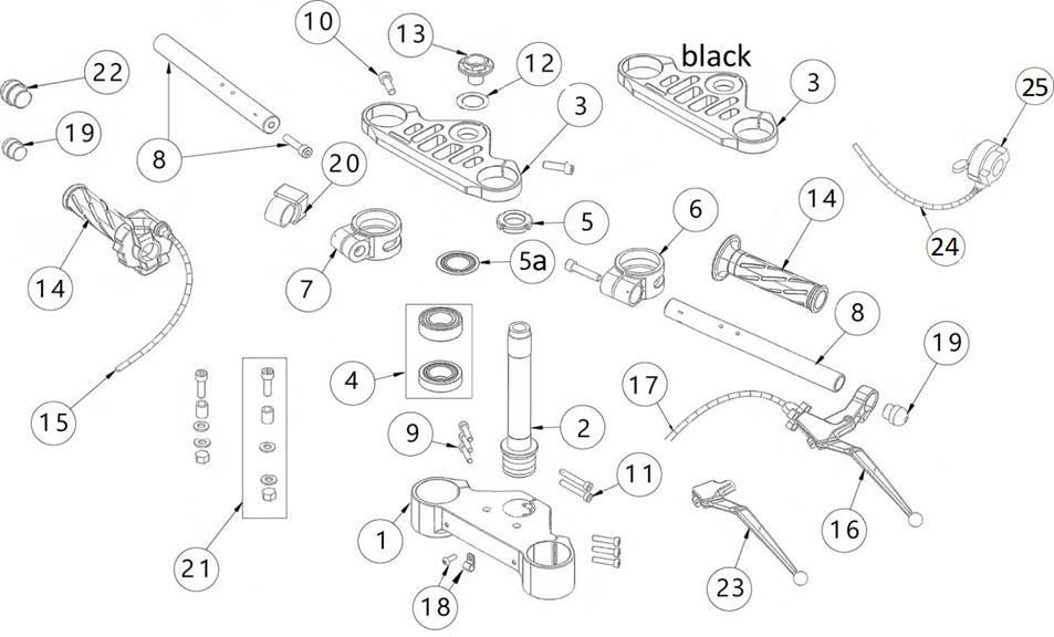 Fork upper plate - Black (Daytona)