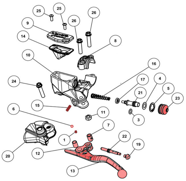 Complete brake lever