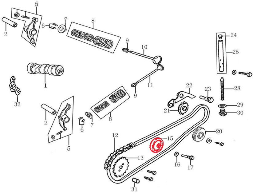 ASSEMBLY,CAM CHAIN GUIDE ROLLER (38)