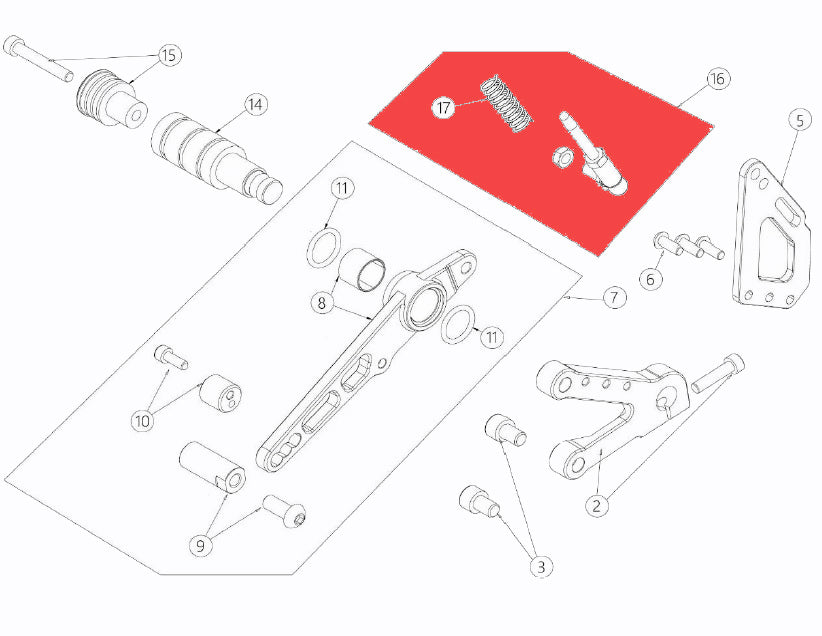 Kit rear brake actuator with spring