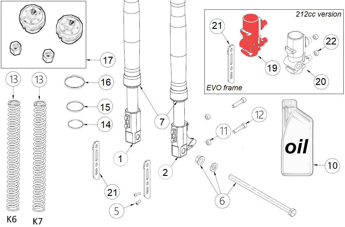 RH CNC fork foot (dd fork) - EVO