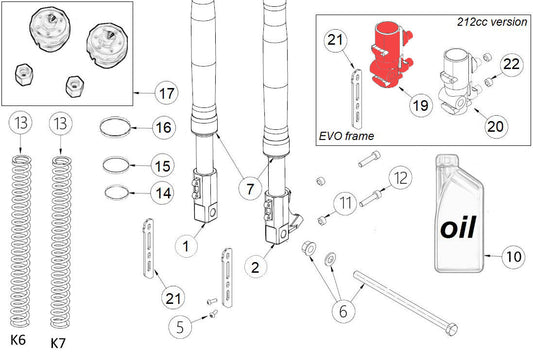 RH CNC fork foot (dd fork) - EVO