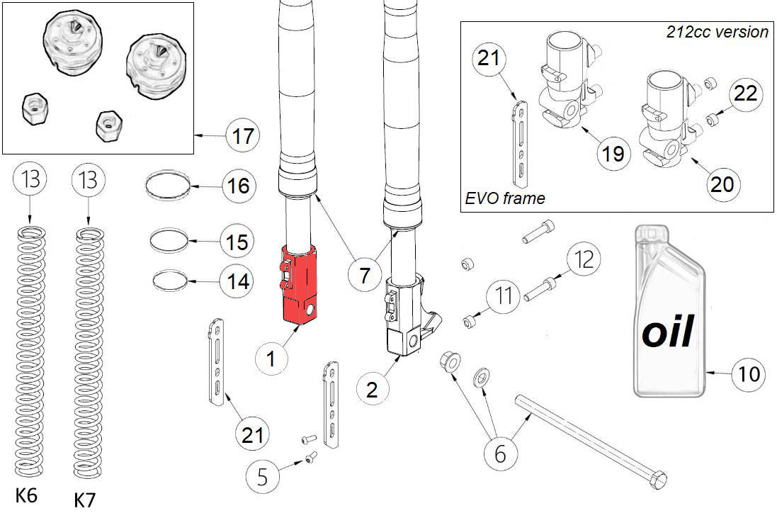 RH CNC fork foot - EVO