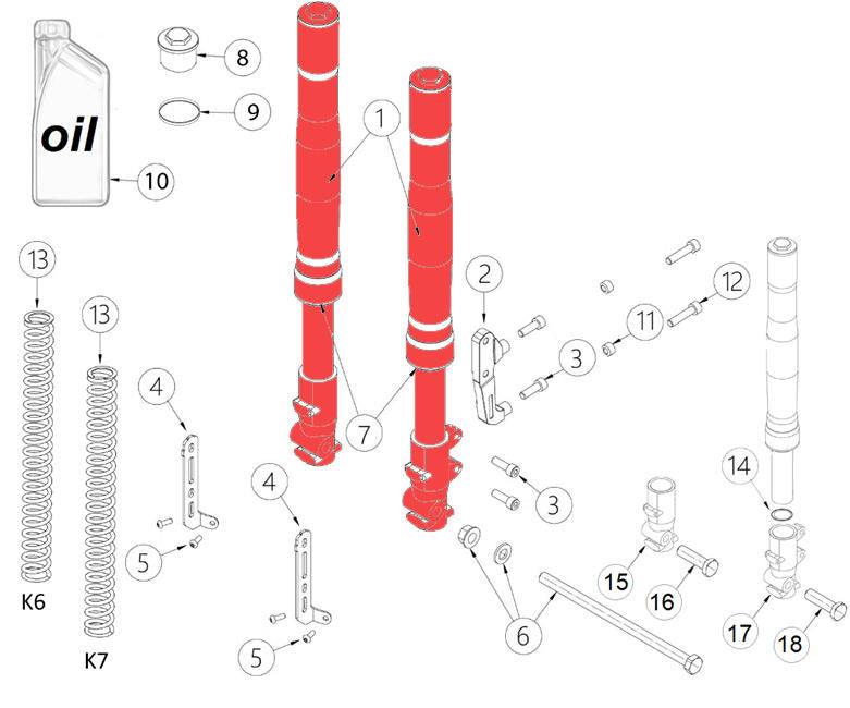 Kit GP-0 fork assembly