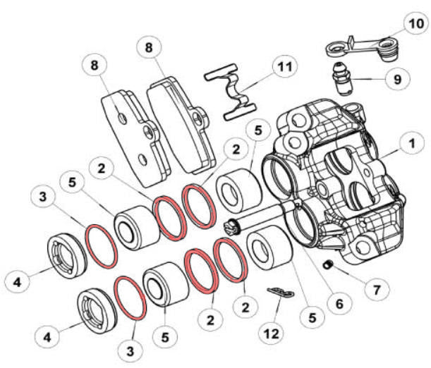 Kit front caliper O-ring