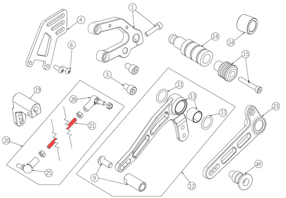 Gearshift rod assembly - 110/160 EVO