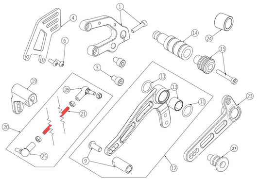 Gearshift rod assembly - 110/160 EVO