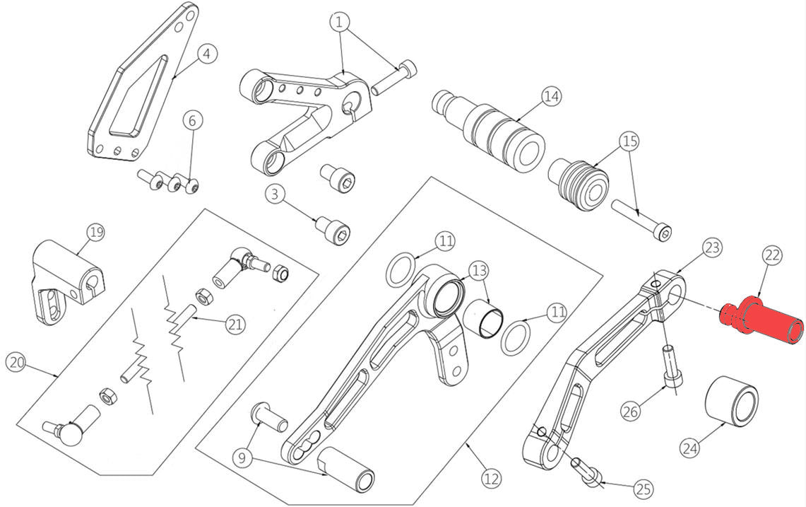 Pin inverse gear lever