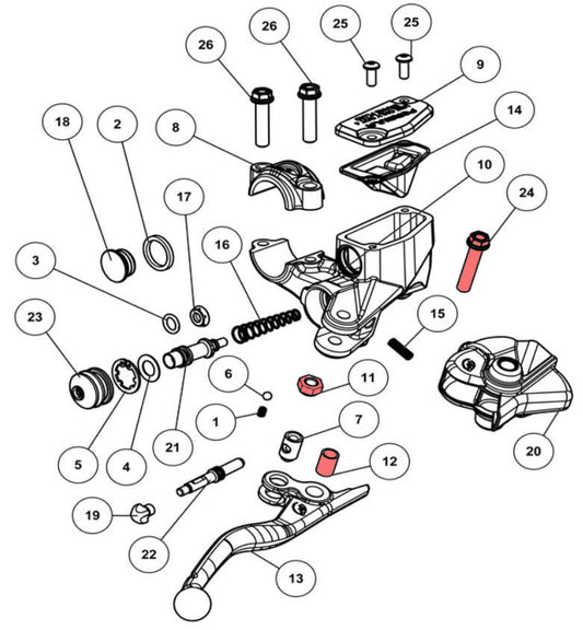 Kit lever fixing screw