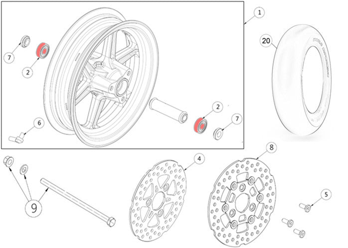 Front wheel bearing (from 2021)