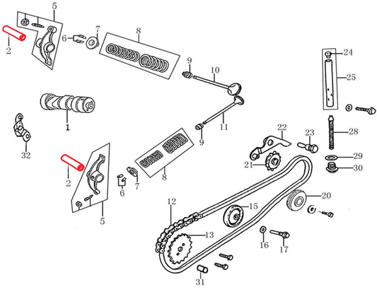 SHAFT, VALVE ROCKER ARM