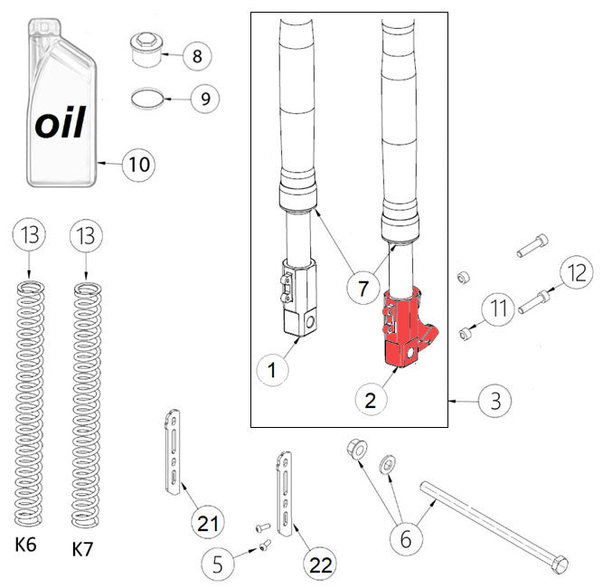 LH CNC fork foot - 110/160 EVO