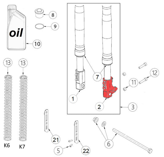 LH CNC fork foot - 110/160 EVO