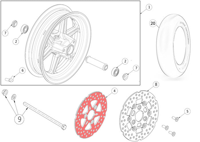 Front brake disc D. 190