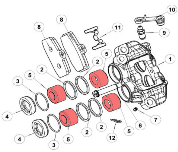 Kit front caliper pistons