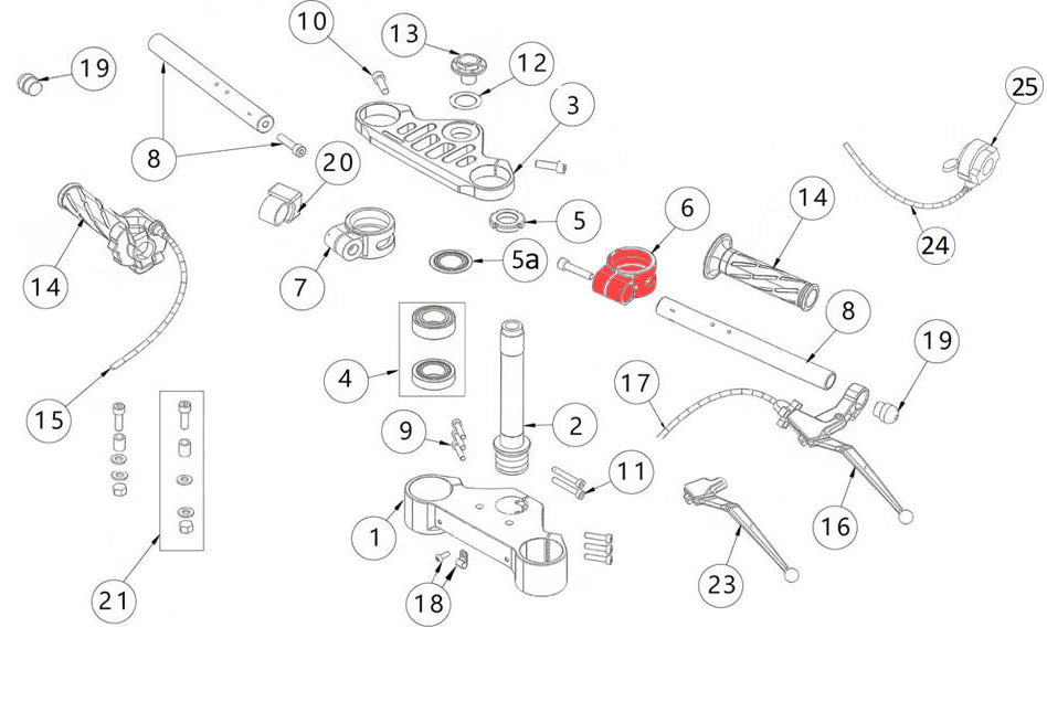 LEFT half-handlebar collar - 110/160 EVO