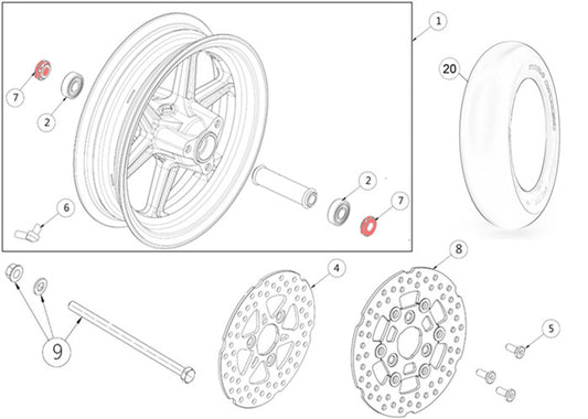 Front wheel pivot spacer (from 2021)