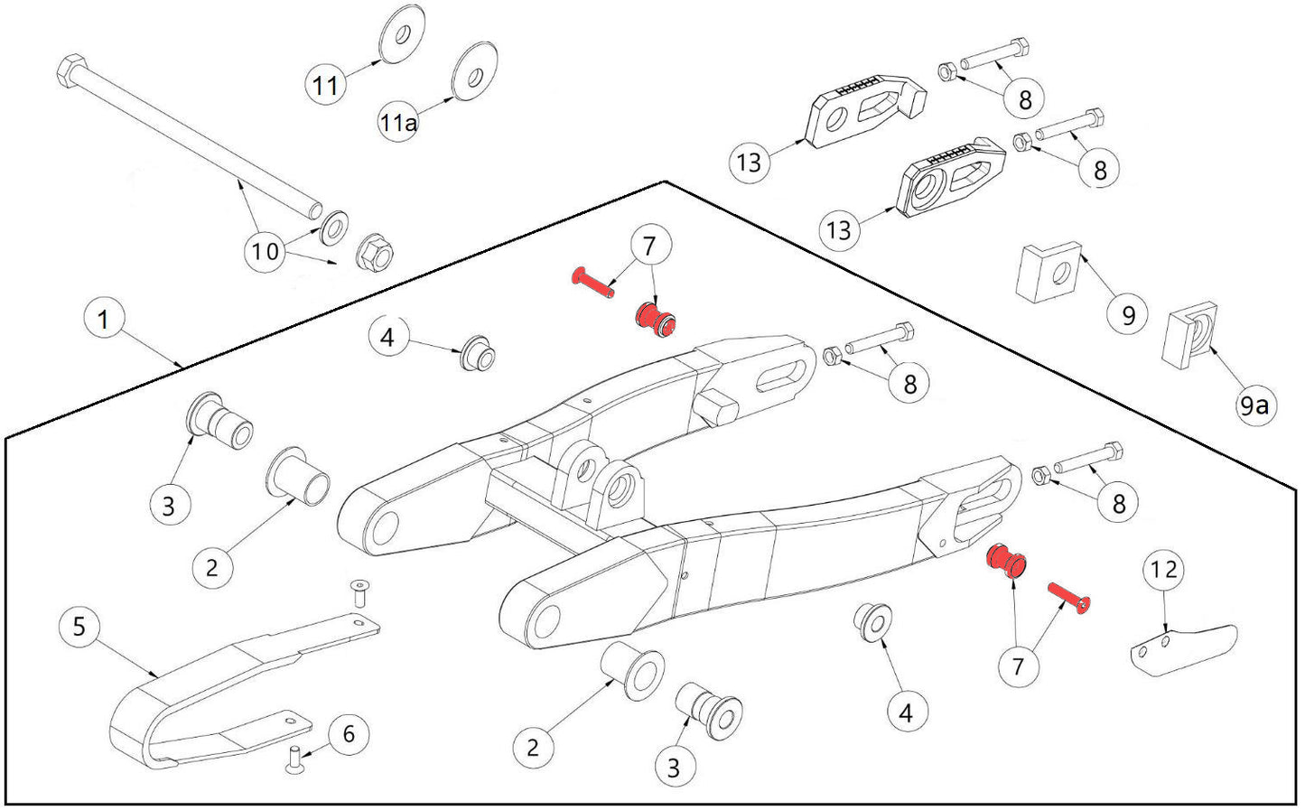 Rear stand pin with fixing screw