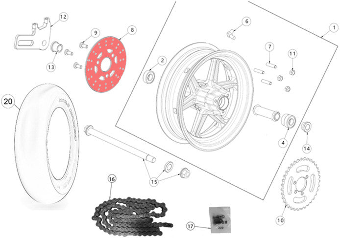 Rear brake disc D. 155