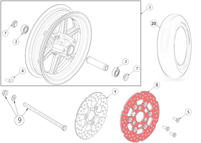 Front brake floating disc D. 190