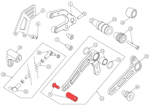 Pins brake / shift lever