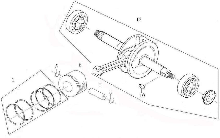 110A Crankshaft Assembly / Piston