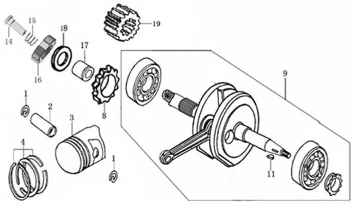 160 4-Speed Crankshaft / Piston Comp