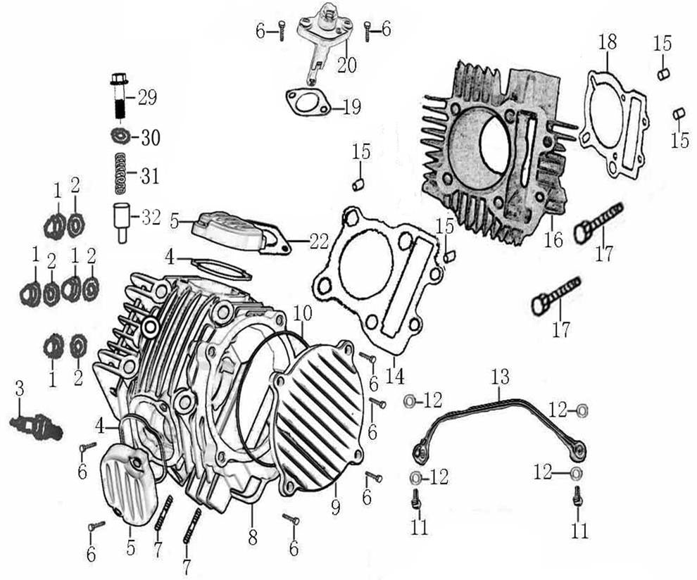160 4-Speed Cylinder Head Assembly