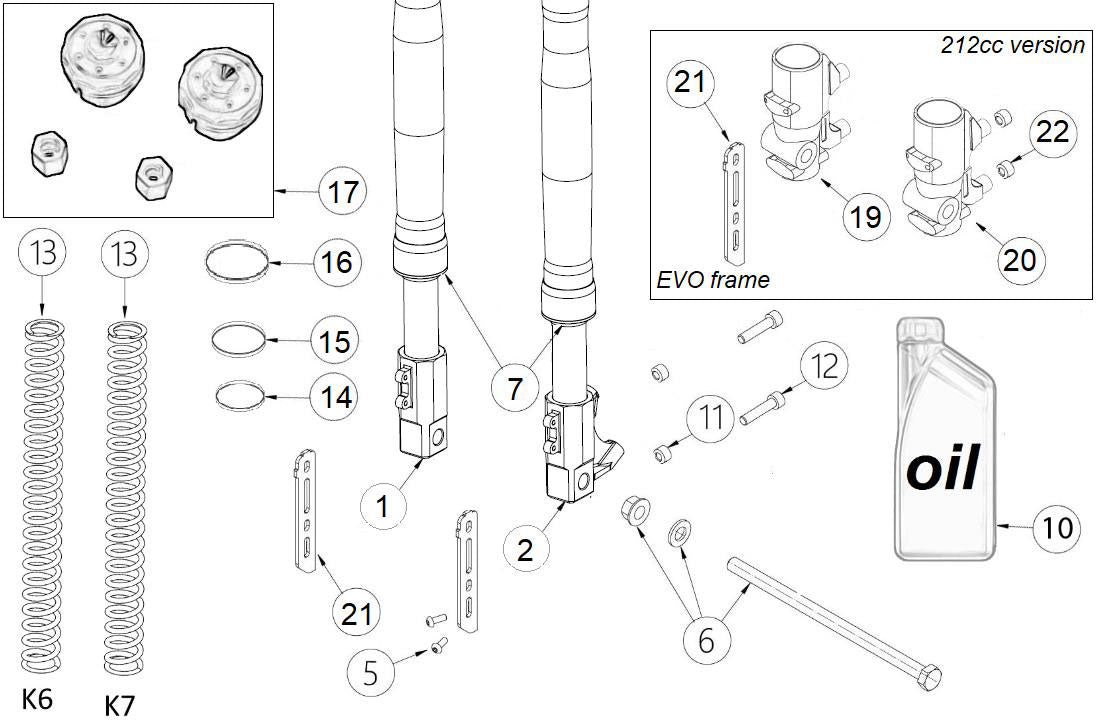 RH CNC fork foot (dd fork) - EVO