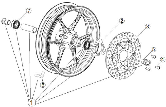 Complete front wheel