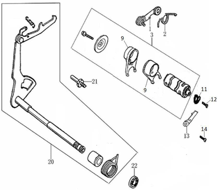 160 4-Speed Gearshift Mechanism