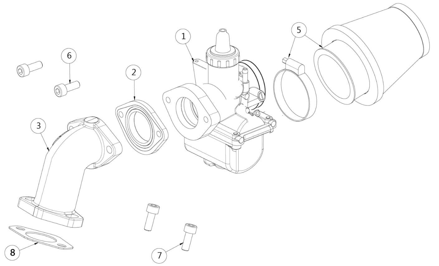 Plastic link inlet pipe - carburetor