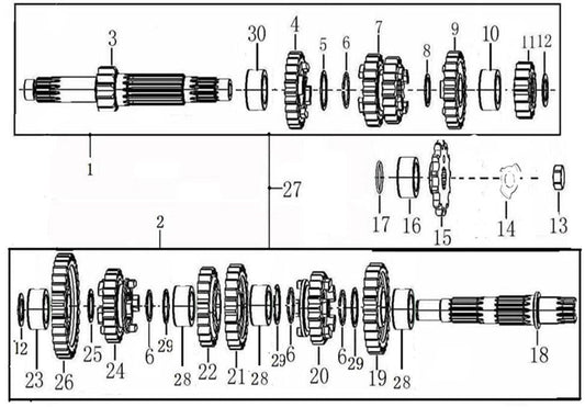 Transmission Main,Counter Shaft