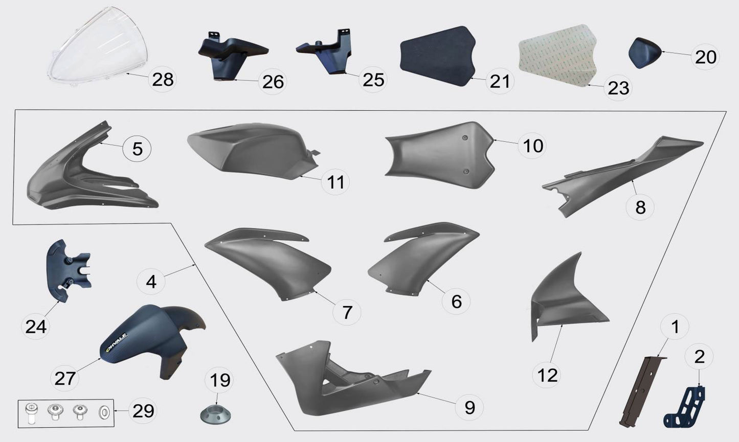 COMPL. FAIRING KIT - unpaint (NO mudguards)