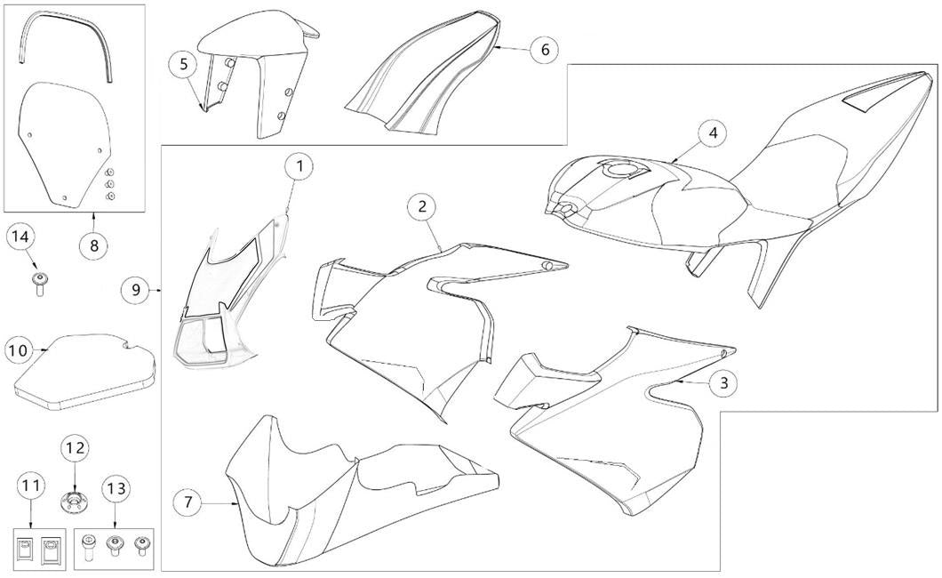 Lateral fairing LH - unpainted